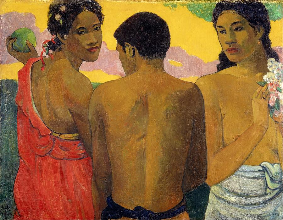 Three Tahitians Painting by Paul Gauguin