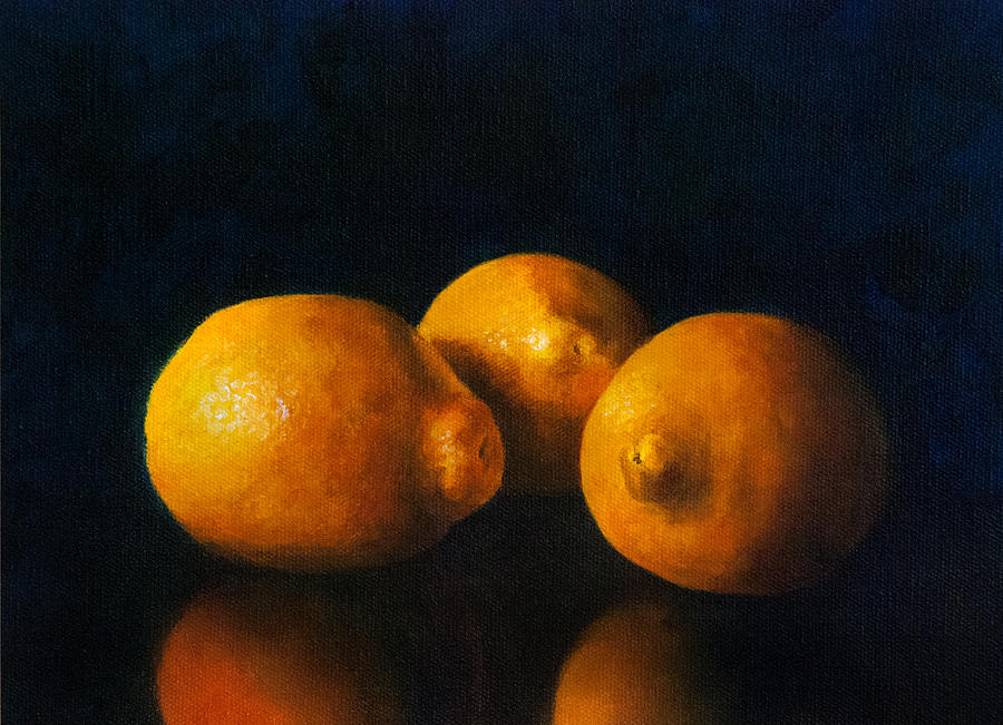 Orange Painting - Three Tangelos by Anthony Enyedy