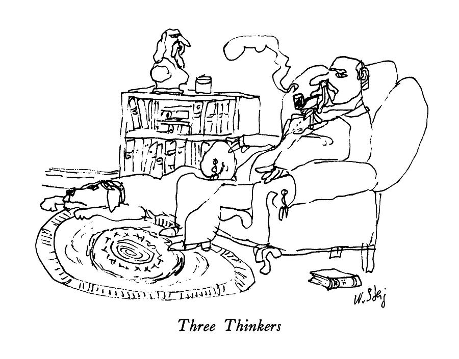 Three Thinkers Drawing by William Steig