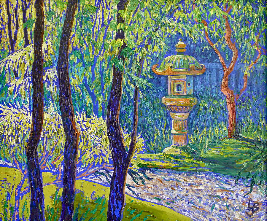 Three Trees and Japanese Lantern by Linda J Bean Three Trees and Japanese Lantern by Linda J Bean