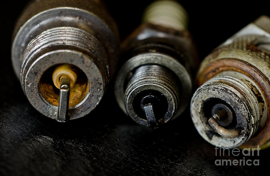 Three Vintage Rusty Spark Plugs  Photograph by Wilma  Birdwell