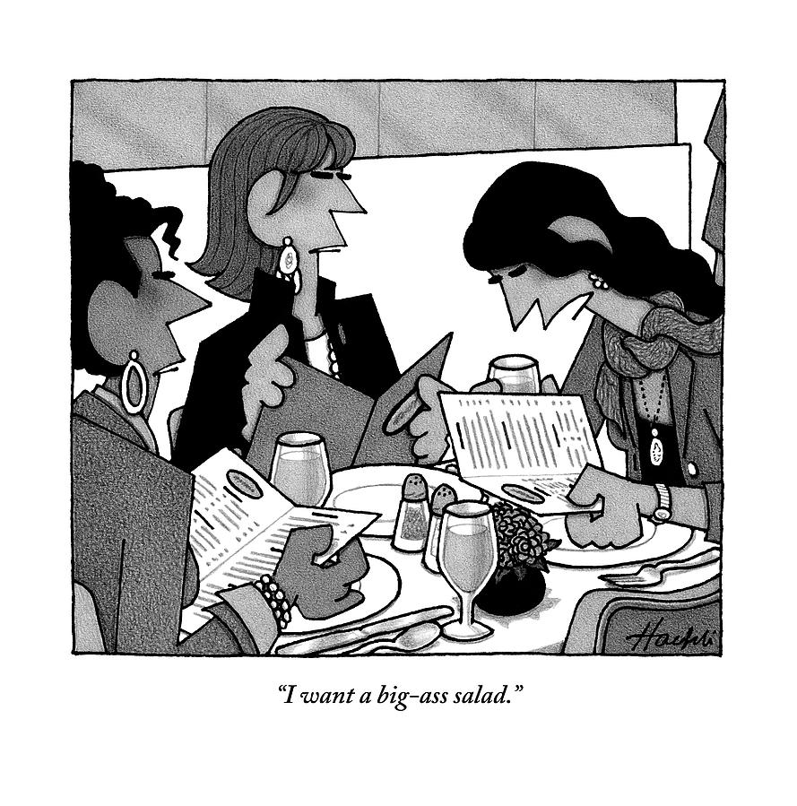 Three Women Are Sitting At A Table Reading Menus Drawing by William Haefeli Three Women Are Sitting At A Table Reading Menus Drawing by William Haefeli