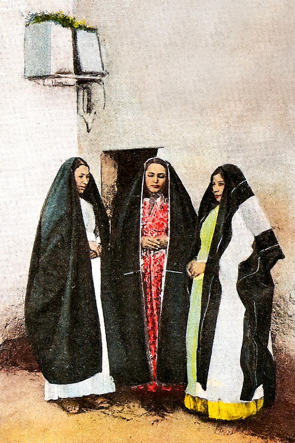 Vintage Photograph - Three Women from Nazareth by Munir Alawi