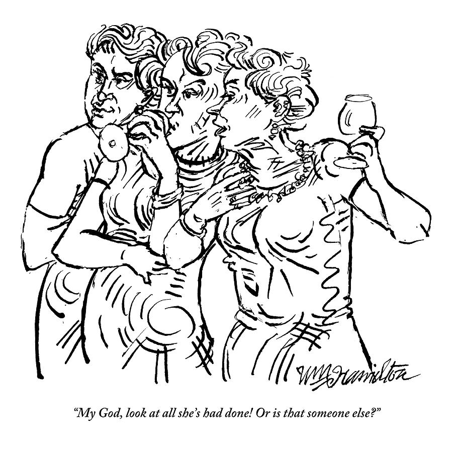 Three Women Gossip Drawing by William Hamilton