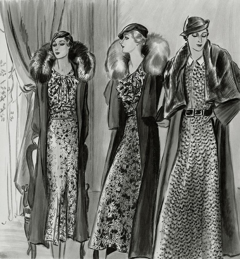 Three Women In Coats By Molyneux Digital Art by Creelman
