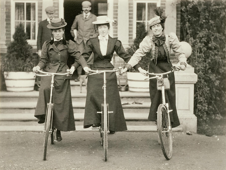 Portrait Photograph - Three Women On Bicycles, Early 1900s by English Photographer