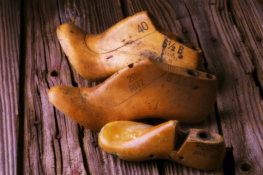 Tree Photograph - Three Wooden Shoe Forms by Garry Gay