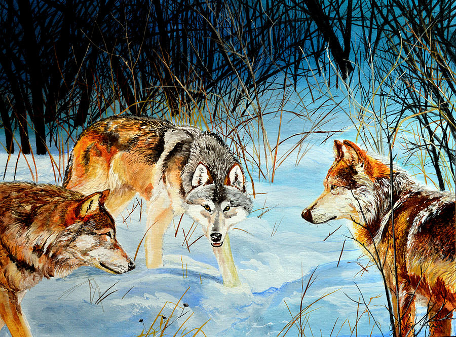 Wildlife Painting - Threes A Crowd At This Moment by Alvin Hepler