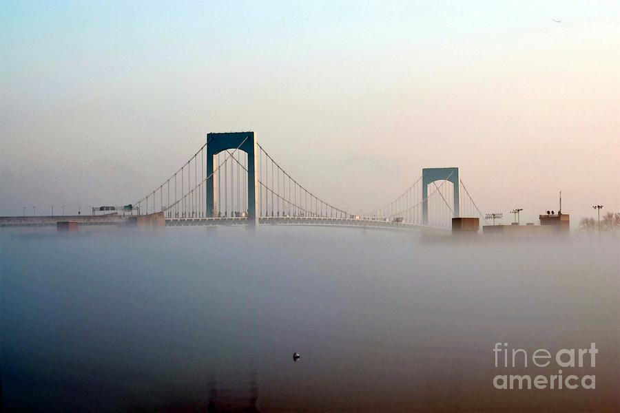 Throggs Neck Bridge in the Fog Digital Art by Dale   Ford