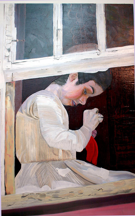 Seamstress Painting - Through A Window by Randy Bell