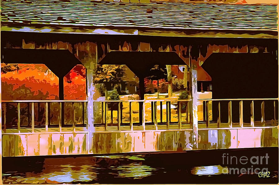 Through the covered bridge Painting by CHAZ Daugherty