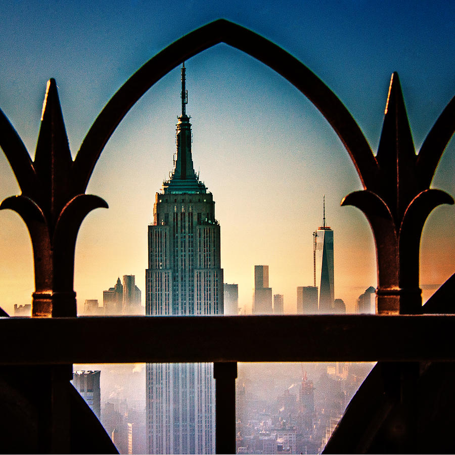 Empire State Building Photograph - Through the Fence by Vicki Jauron