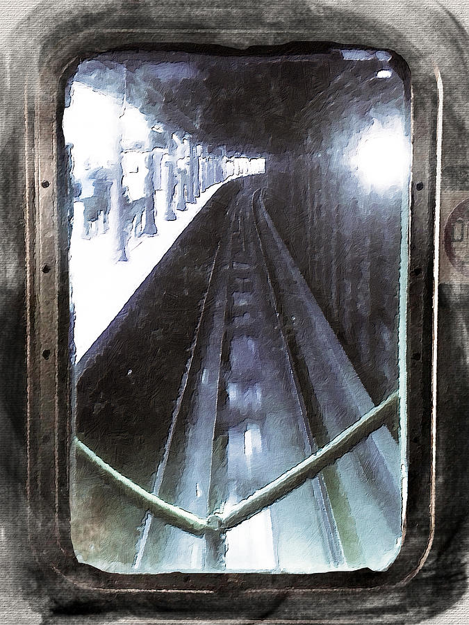 Through The Last Subway Car Window 4 Painting by Tony Rubino