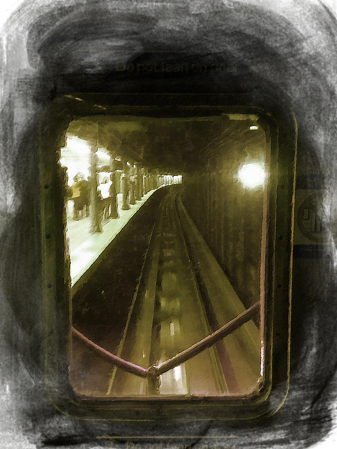 Through The Last Subway Car Window Painting by Tony Rubino