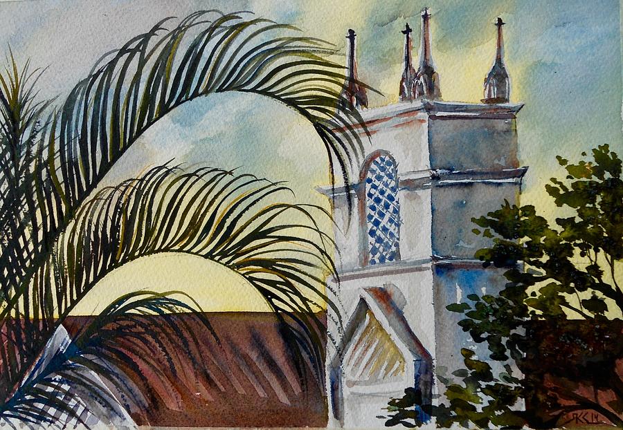 Through the palm trees Painting by Katerina Kovatcheva