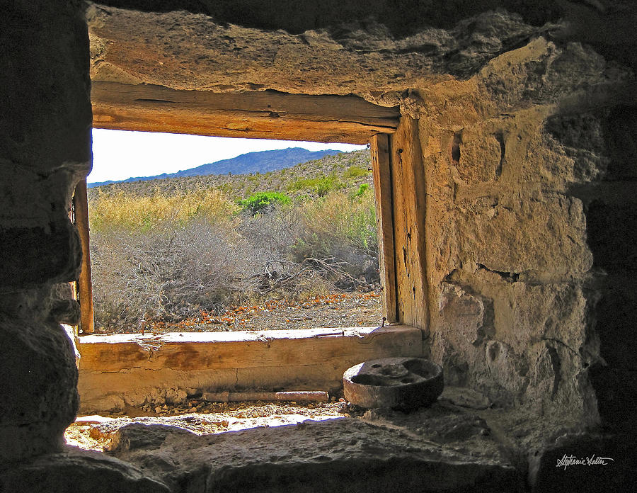 Through the Petroglyph House Window Photograph by Stephanie Salter