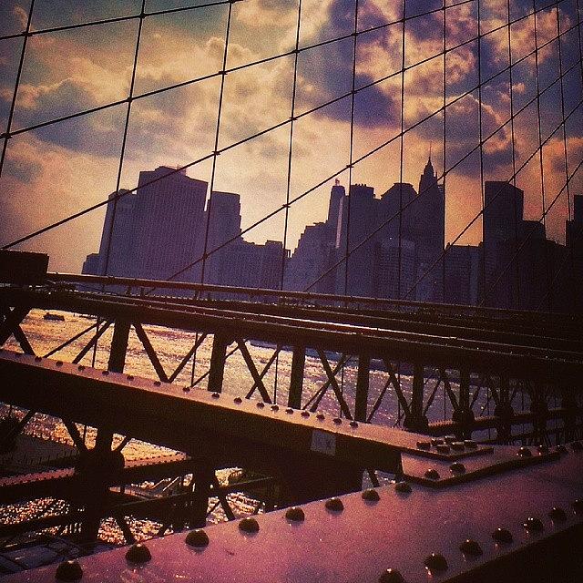 New York City Photograph - Colorful Brooklyn Bridge by Charlie Cliques