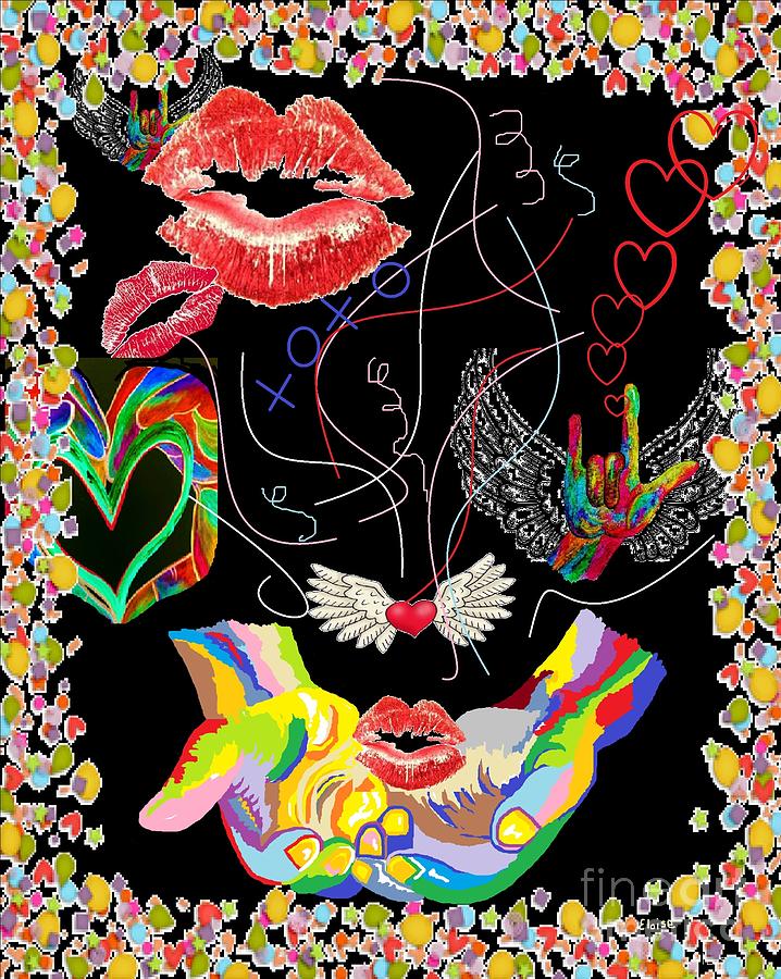 THROWING KISSES and I LOVE YOUs Painting by Eloise Schneider Mote