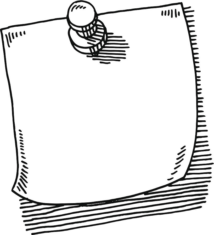 Thumbtack Note Paper Drawing Drawing by FrankRamspott