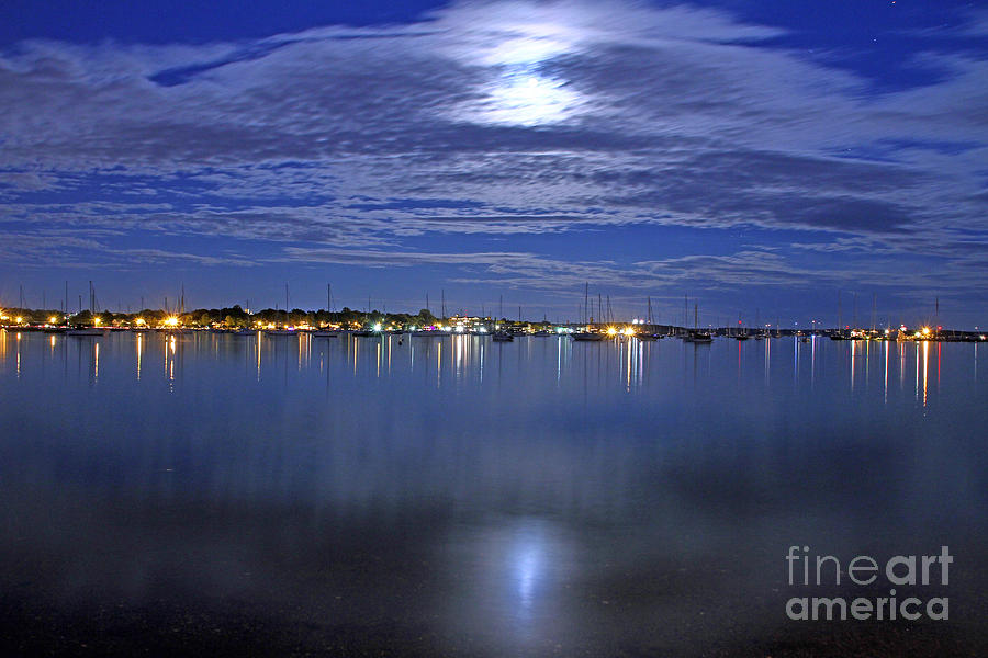 Thunder Moon over Bristol Harbor Photograph by Butch Lombardi