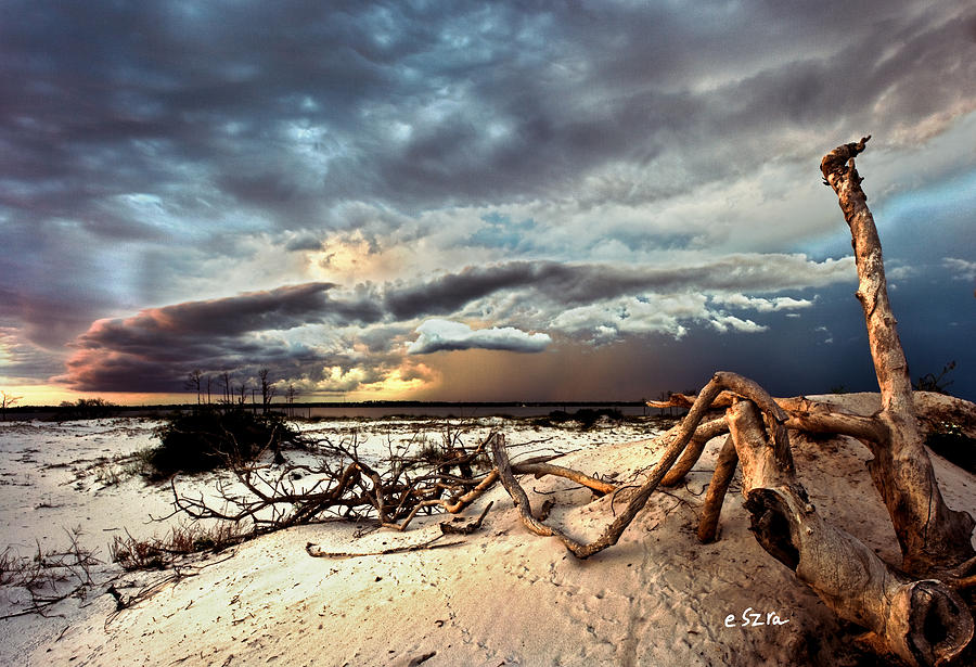 Thunder Storm Clouds Desert Landscape Sand Dune Art Prints Photograph by Eszra Tanner