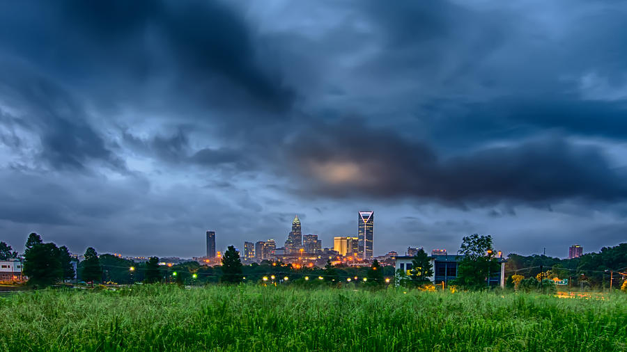 Thunder Storm Clouds Over Charlotte Skyline Photograph by Alex Grichenko