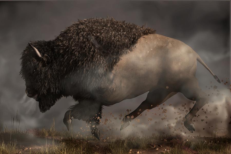 Bison Digital Art - Thunderbeast by Daniel Eskridge