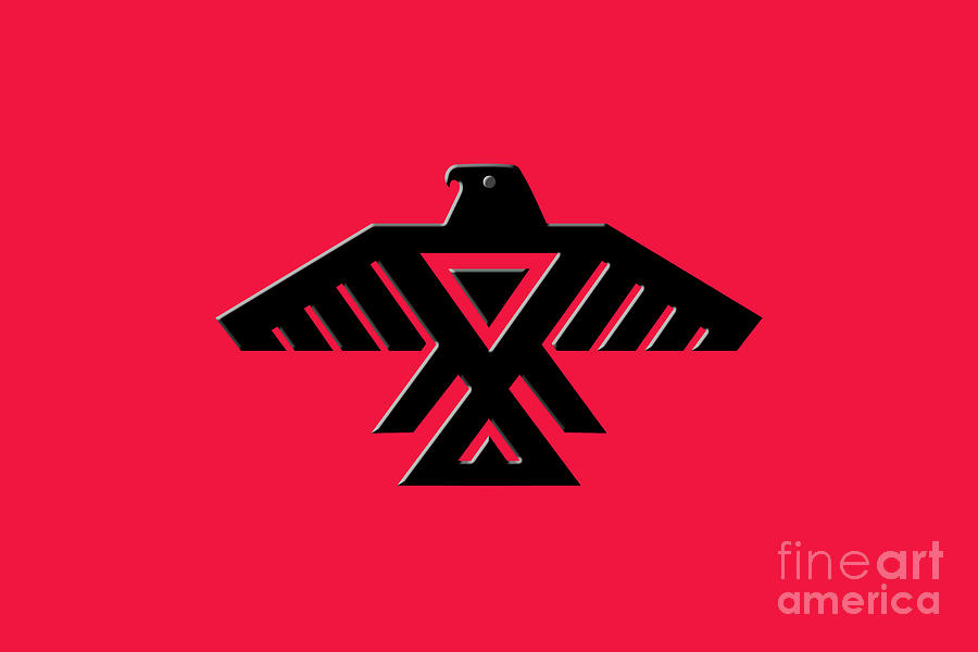 Thunderbird Emblem of the Anishinaabe people Black on Red version Digital Art by Sterling Gold
