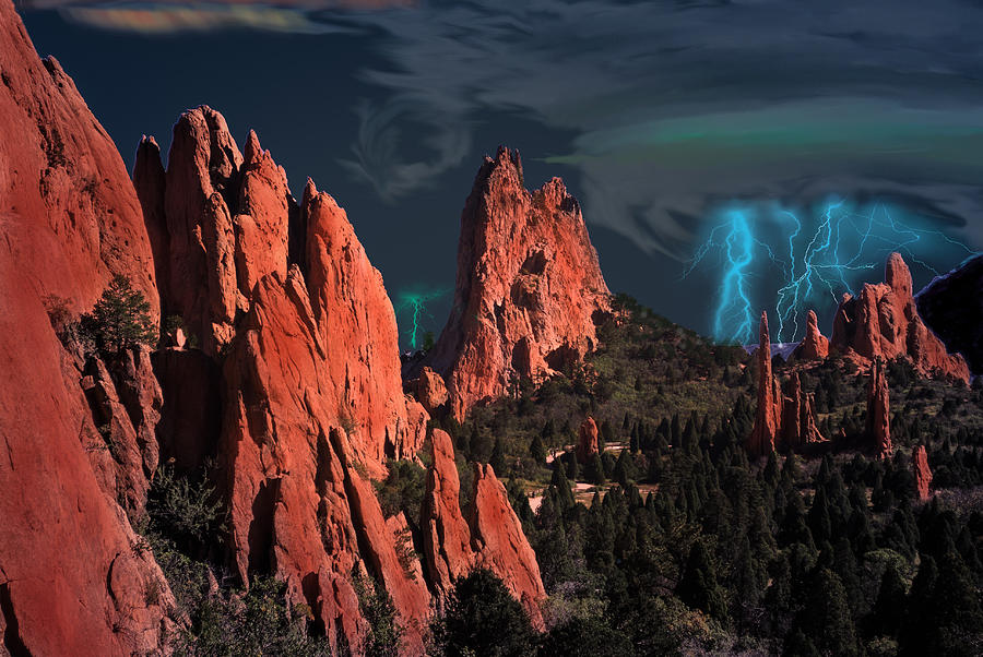 Thunderstorm at Garden of the Gods Digital Art by J Griff Griffin