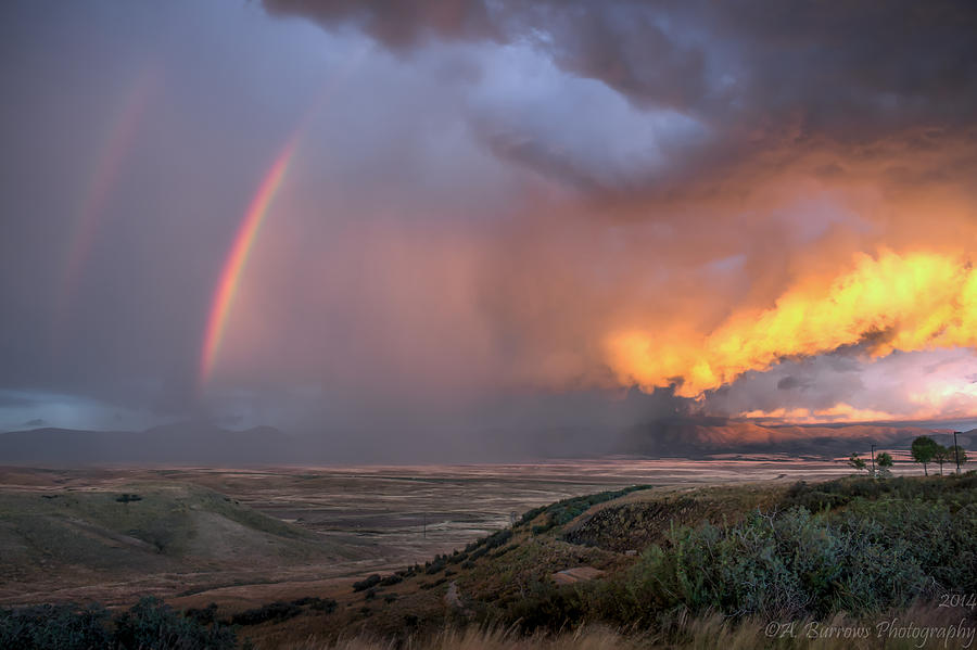 Thunderstorm Double Rainbow Photograph by Aaron Burrows