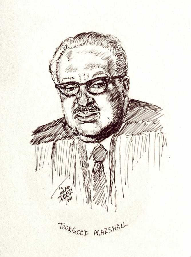 Portrait Drawing - Thurgood Marshall by Art By - Ti   Tolpo Bader