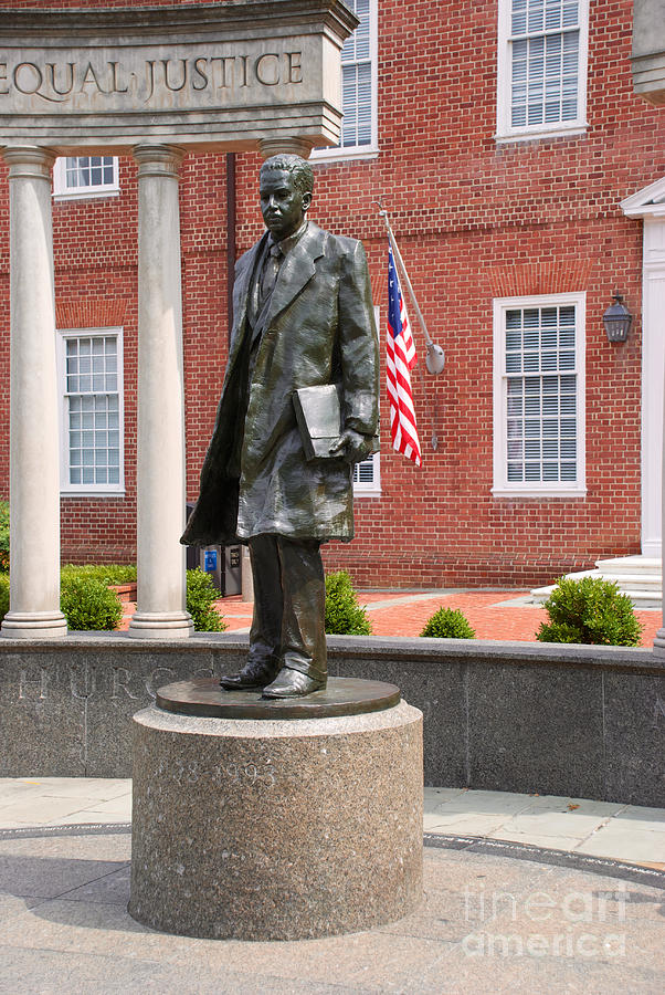 Thurgood Marshall Statue with American Flag Photograph by Mark Dodd