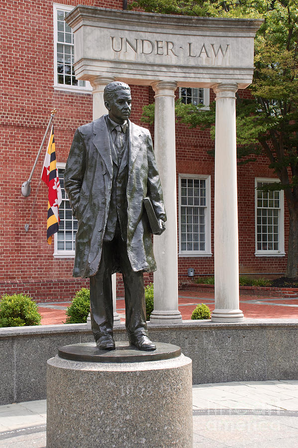 Thurgood Marshall Statue With Maryland State Flag Photograph by Mark Dodd