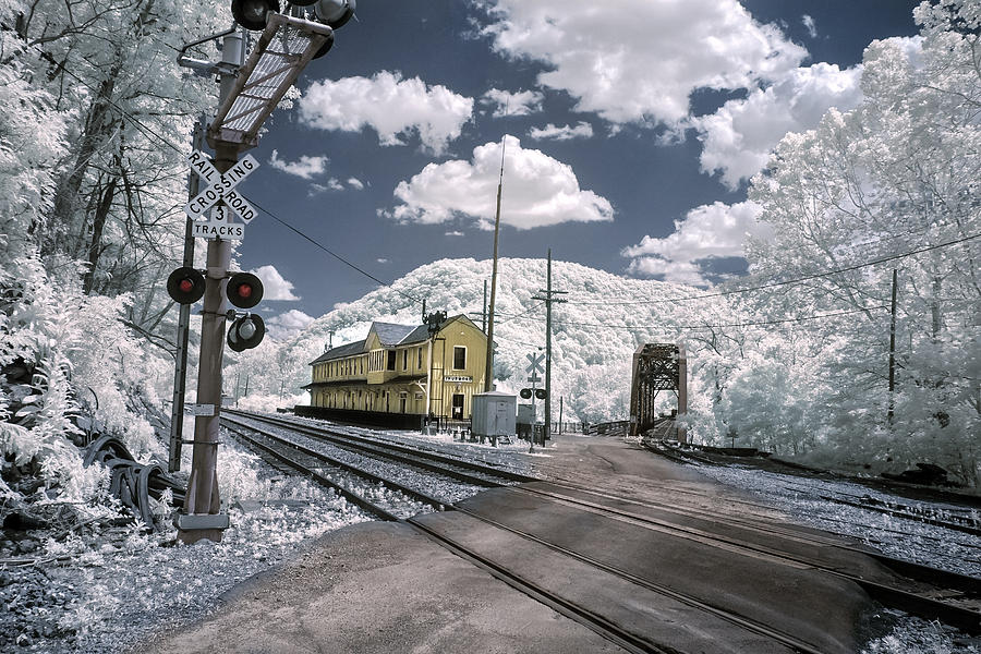 Train Photograph - Thurmond Depot in Infrared by Mary Almond