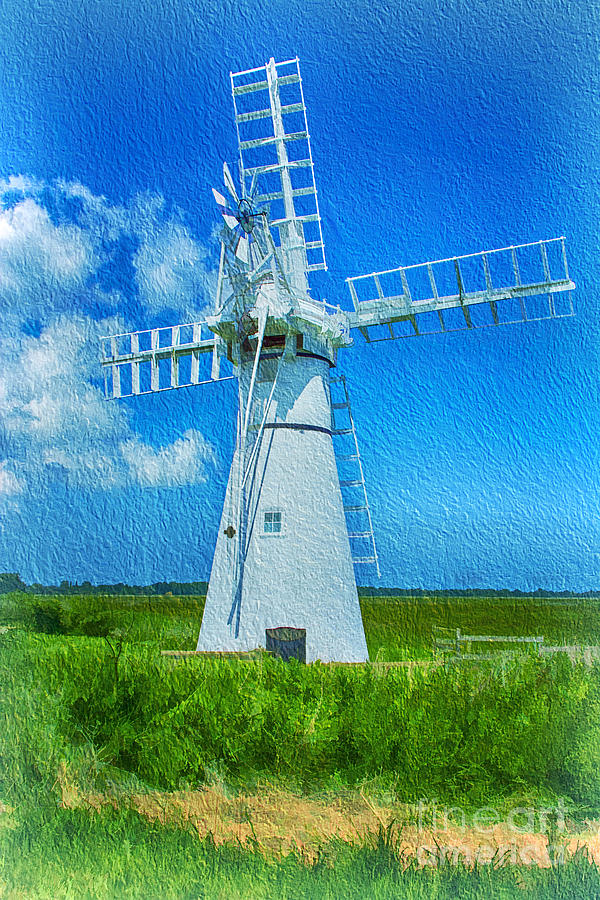 Thurne Dyke Mill Textured Photograph by Chris Thaxter
