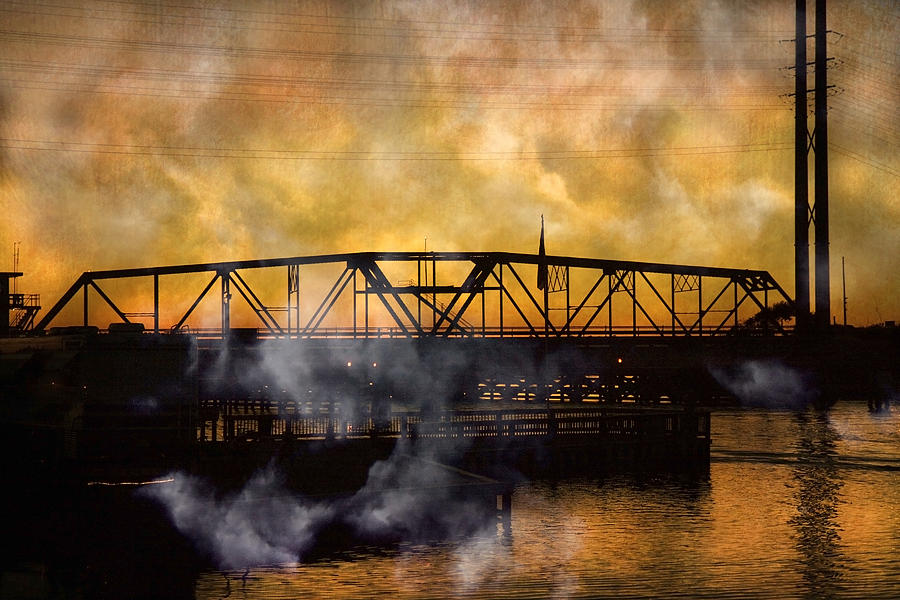 Sunset Photograph - TI Swing Bridge Ghost by Betsy Knapp