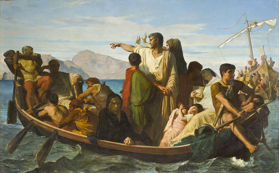 Tiberius exiles  Painting by Felix Joseph Barrias