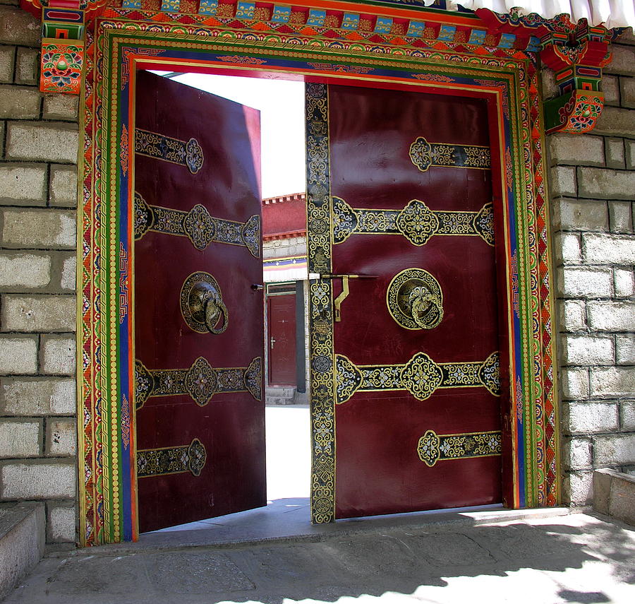 Tibet - Lhasa - Temple Doors Photograph by Jacqueline M Lewis