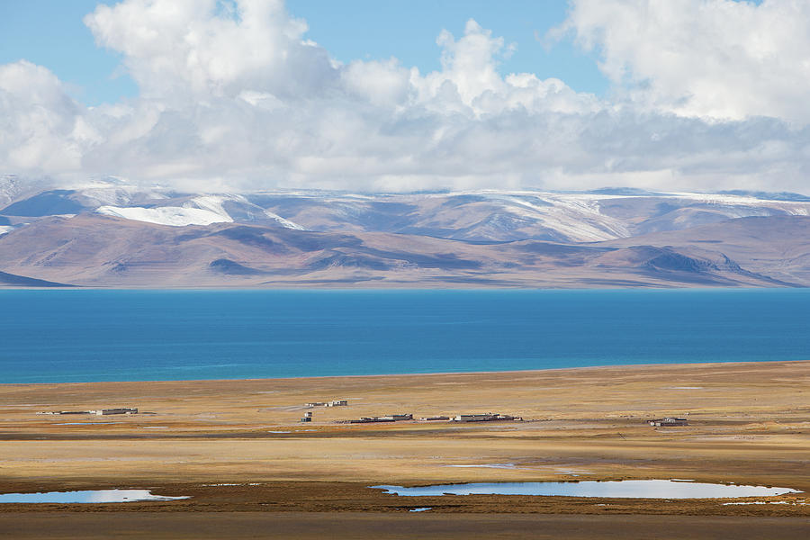 Tibet Blue Lake With Small Village Photograph by Wulingyun