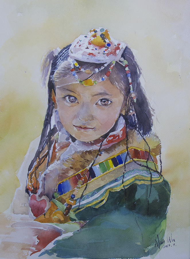 Tibet girl Painting by Xia Wu | Fine Art America