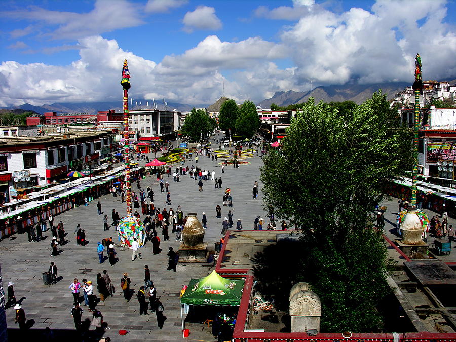 Tibet - Lhasa - City View - Bazaar Photograph by Jacqueline M Lewis