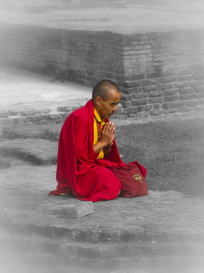 Buddha Photograph - Tibetan Buddhist Monk Meditates by Kaleidoscopik Photography