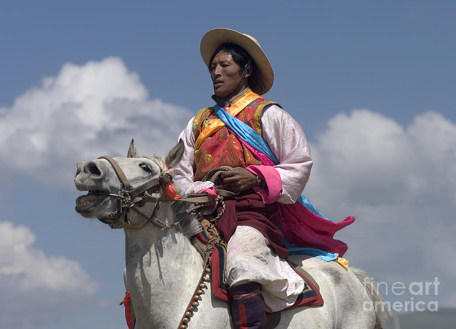 Tibetan Horseman - Litang Horse Festival Tibet Photograph by Craig Lovell