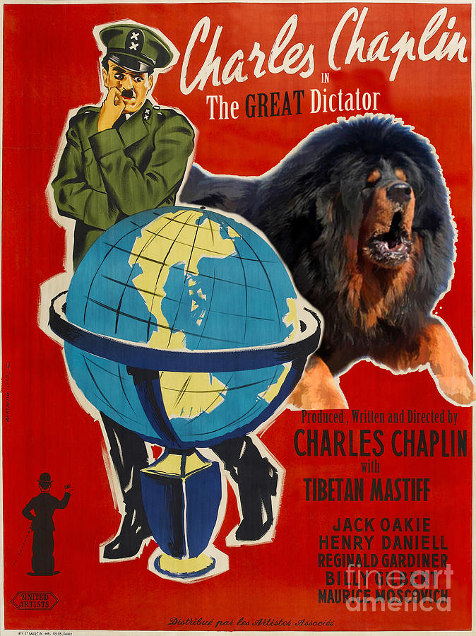 Tibetan Mastiff Art Canvas Print - The Great Dictator Movie Poster Painting by Sandra Sij