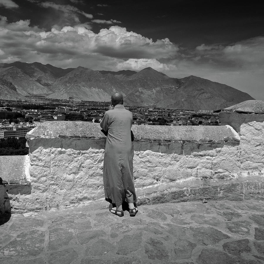 Black And White Photograph - Tibetan Monk by By Ak Wong