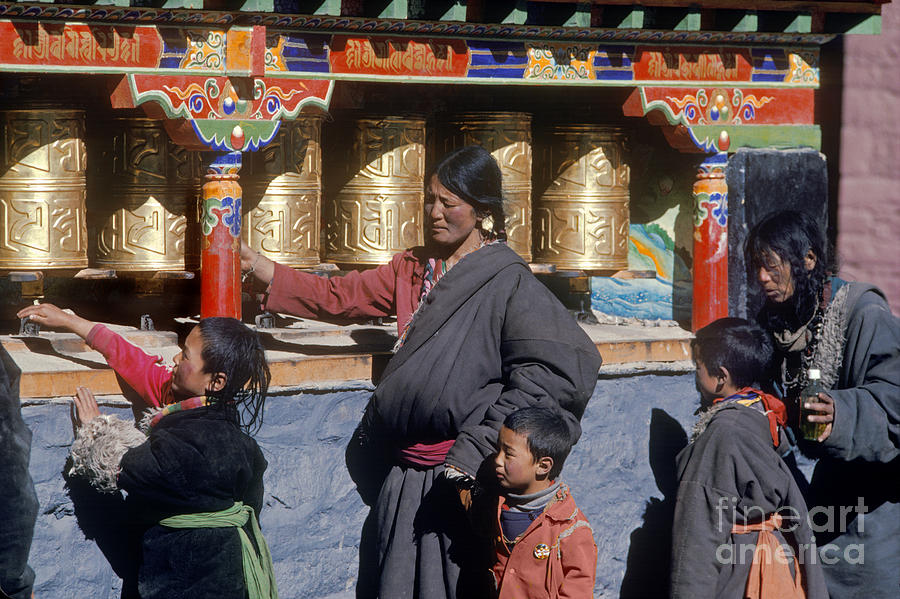 Tibetan Pilgrims - Sakya Monastery Tibet Photograph by Craig Lovell