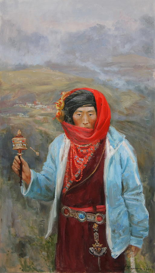 Tibet Painting - Tibeten by Victoria Kharchenko