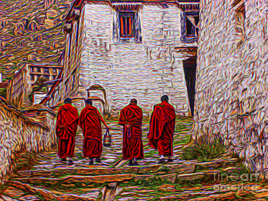 Tibetin Monks Painting Photograph by Rick Bragan