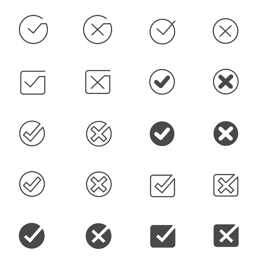Tick mark icon set Drawing by DivVector