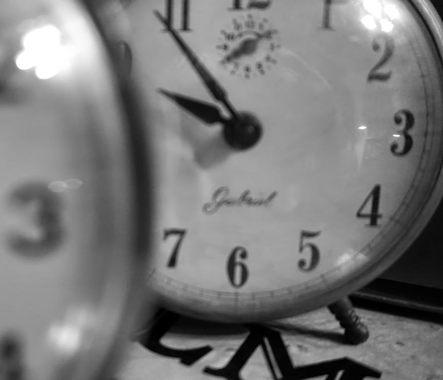 Tick Tock goes the clock  bw Photograph by Cathy Anderson